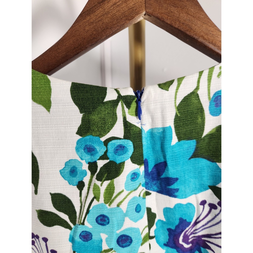 Eliza J Blue Floral Sleeveless Fit and Flare Midi Dress Lined has Pockets Size 8 - Picture 6 of 10